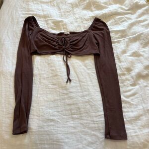 Garage Brown Long Sleeve Going Out Top